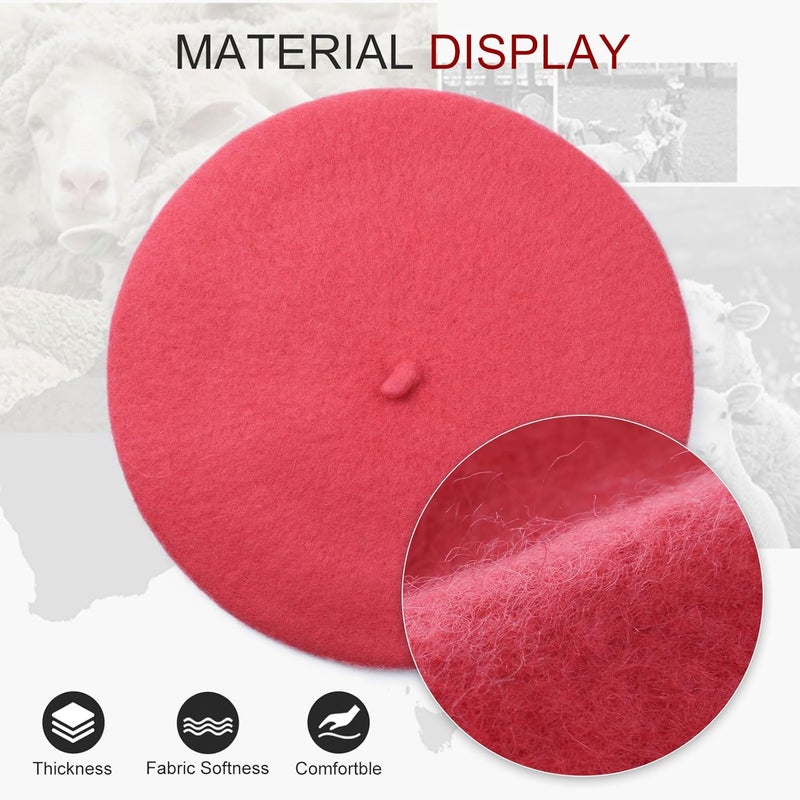 Sumolux Women Beret Hat Wool Vintage French Solid Color Classic Winter Cap - Image 3